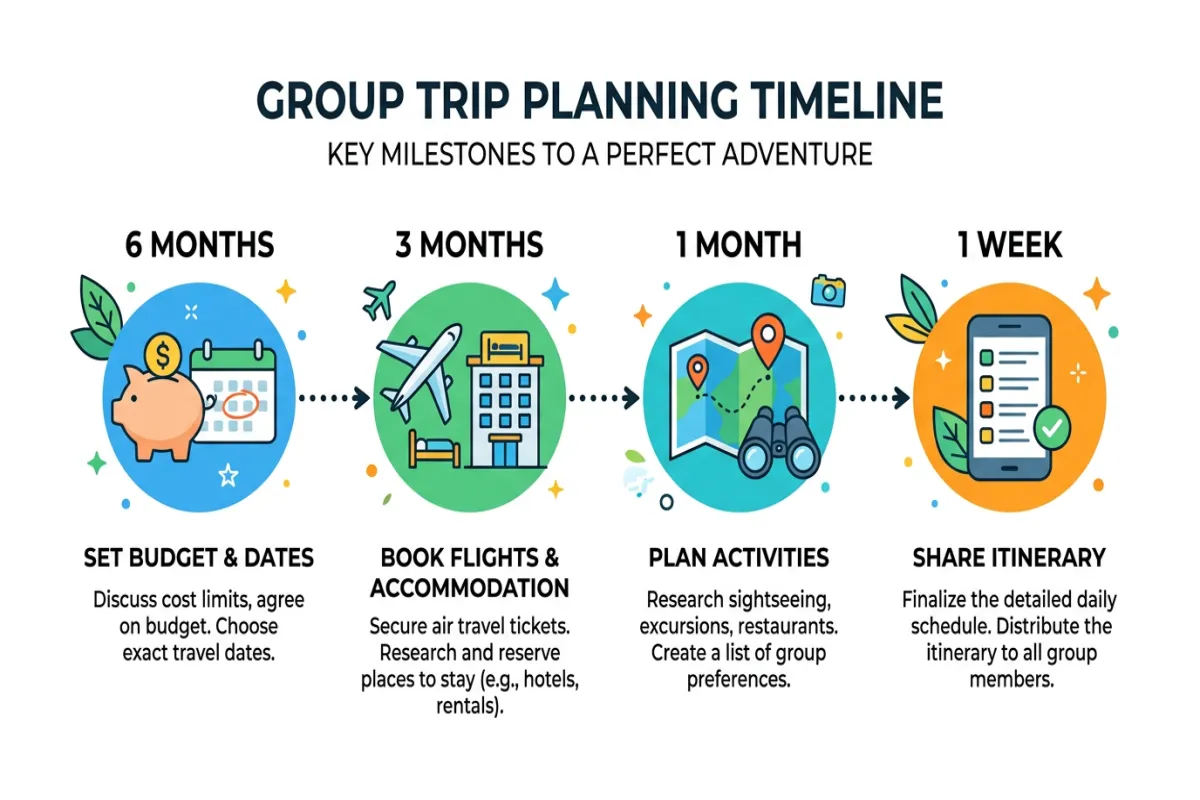 Group trip planning timeline