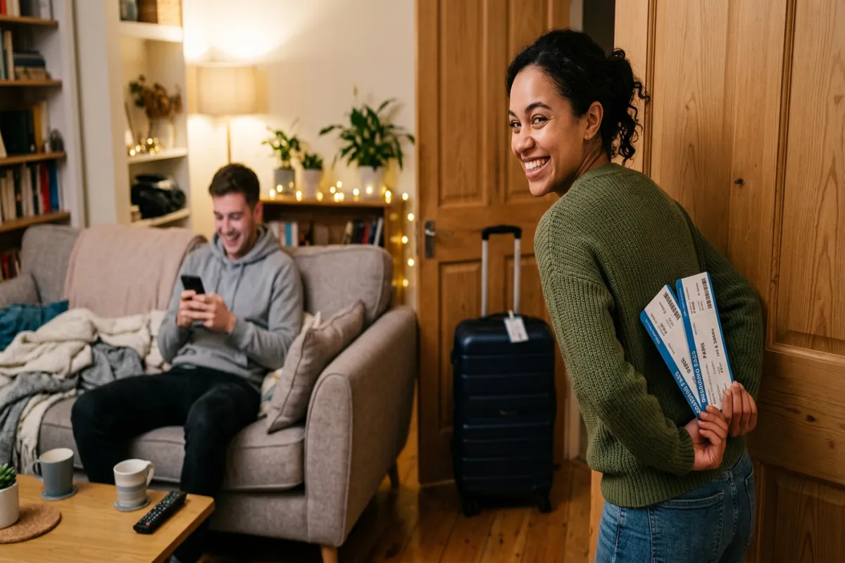 Planning surprise trip hiding boarding pass